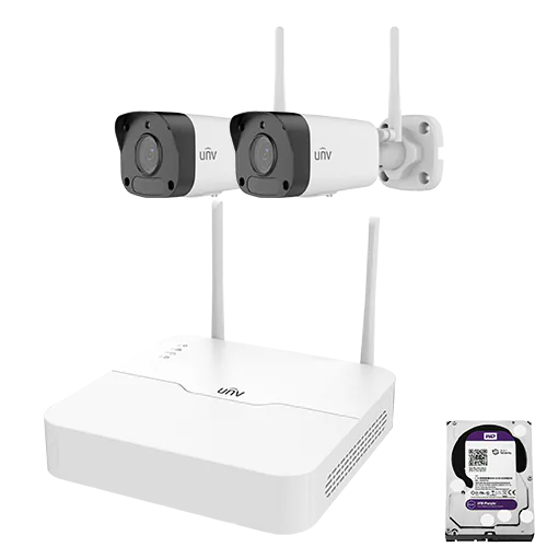 Uniview Wifi Wireless Wi-fi kit plug and play including 1TB Purple HDD 2 Bullet Cameras