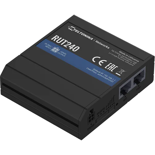 TEL-RUT240-01U 4G LTE Router Closeup Side View Network Ports