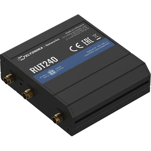 TEL-RUT240-01U 4G LTE Router Closeup Side View Antenna Connections