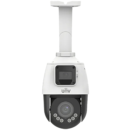 Uniview IPC9312LFW-AF28-2X4 Dual Lens PTZ Camera Front View Pendant Mount