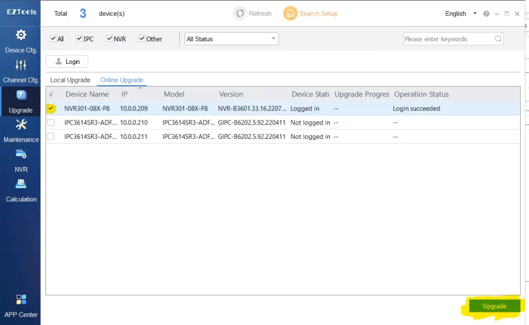 Uniview EZTools 2.0 Snapshot Interface Upgrading Firmware 2