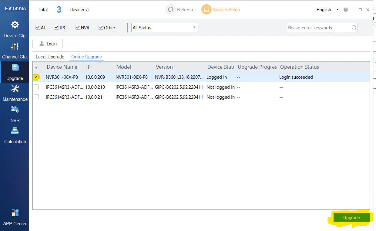 Uniview EZTools 2.0 Snapshot Interface Upgrading Firmware 2