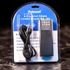 A package with a four channel power adapter inside including a power cable with three prongs, American plug type.