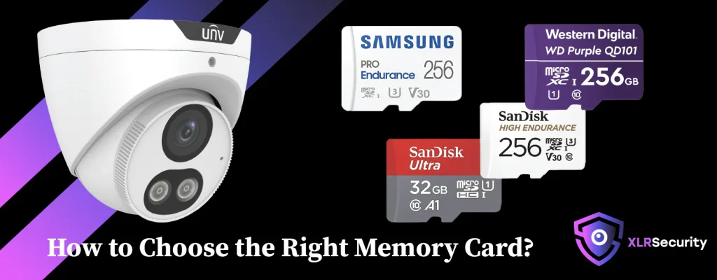 Security camera with four different microSD cards, with a black background