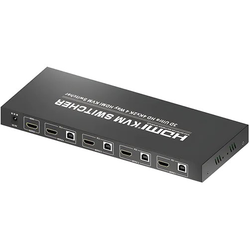 4-port KVM switch showing one HDMI output and four HDMI inputs