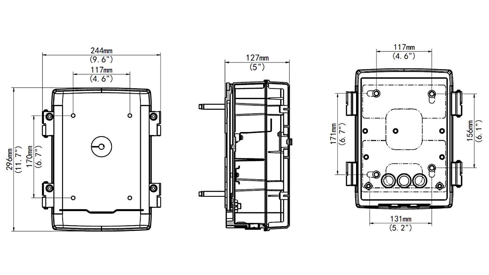 A labelled diagram showing the dimensions of a rectangular outdoor enclosure