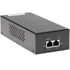 A black rectangular box with two RJ45 ports and holes on the side for ventilation