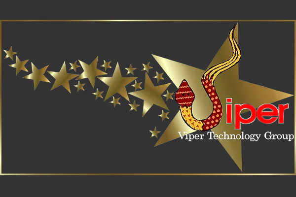 Viper Technology Group logo with golden stars and a snake