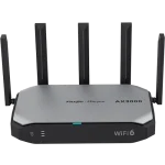 A modern Wi-Fi 6 router with five antennas and high performance.