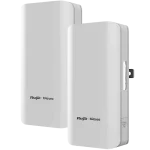 A pair of white, rectangular wireless transmitters with the logo Ruijie Reyee on the front