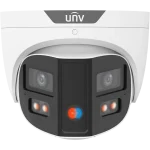 A security camera with two lenses facing at a 90-degree angle from each other, allowing for full 180-degree coverage