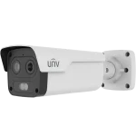 A large security camera made by UNV with a thermal and optical light sensor.