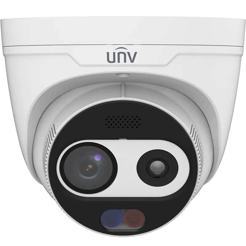 A Uniview turret camera with thermal and visible light sensors, front