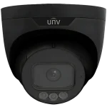 A security camera with three lights on the front and the UNV logo shown – black version.