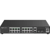 A sixteen-port PoE switch made by Reyee with two RJ45 and SFP combo uplink ports.