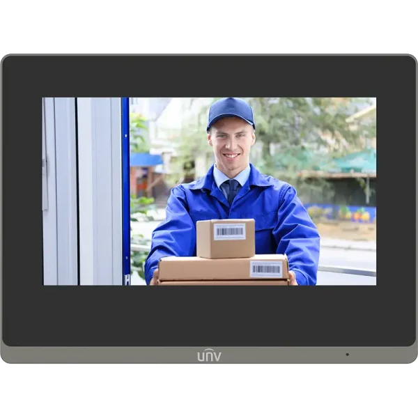 An indoor station for Uniview's intercom with a 7-inch touch screen allowing you to answer calls