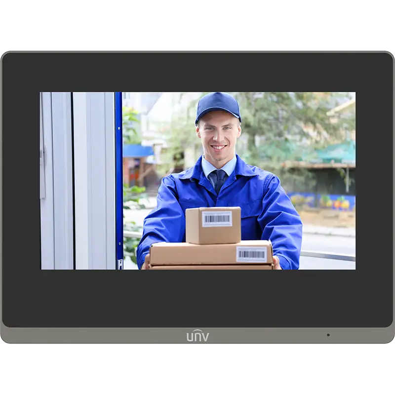 An indoor station for Uniview's intercom with a 7-inch touch screen allowing you to answer calls