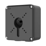 A black square metal junction box for Uniview security cameras