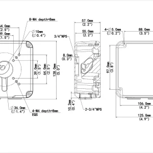 A diagram showing the dimensions of a Uniview square metal junction box