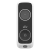 A video doorbell from Uniview with a push button for calling the homeowner, front angle