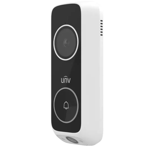 A video doorbell from Uniview with a push button for calling the homeowner