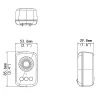 A diagram showing the dimensions of ED-R1 wireless chime. It has a width of 2.1 inches, height of 3.4 inches, and depth of 1.6 inches.