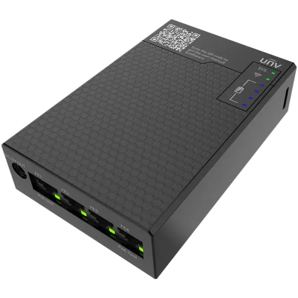 A battery-powered PoE switch made by Uniview which allows you to connect an IP camera and view it on your smartphone