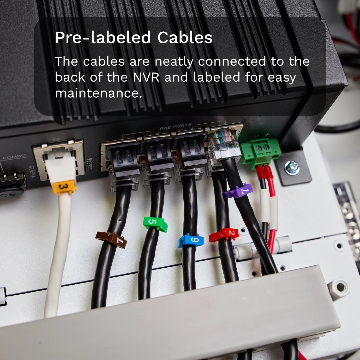 The cables at the back of Uniview's smart management box are neatly connected and labeled for easy maintenance