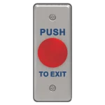 A push to exit button with a large red switch in the middle