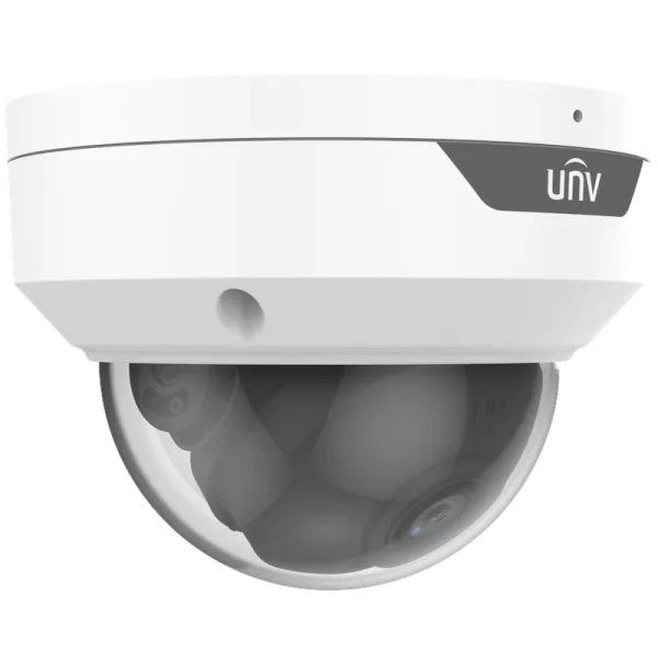 An side angle of Uniview's 4MP economic dome camera with a built-in microphone