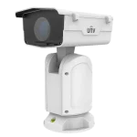 A large format PTZ camera that stands upright and has a large bullet-shaped head