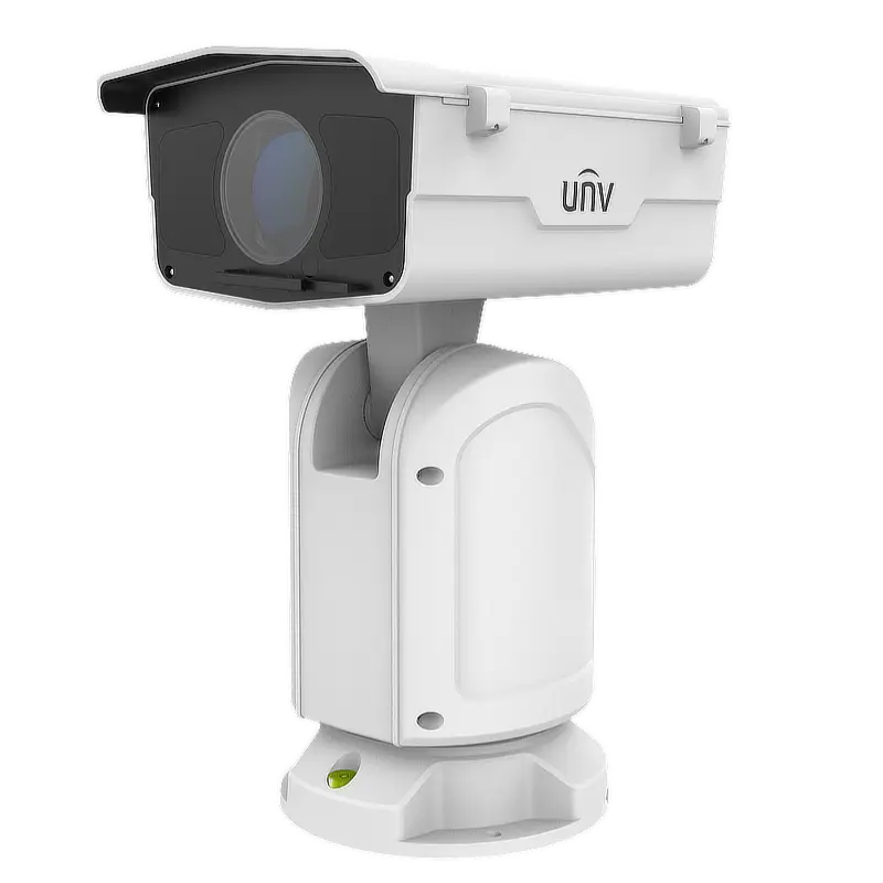 A large format PTZ camera that stands upright and has a large bullet-shaped head