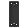 A black junction box for access control push buttons, made of a hardened ABS plastic polymer, narrow version