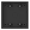 A black junction box for access control push buttons, made of a hardened ABS plastic polymer, wider version that fits on double gang junction boxes