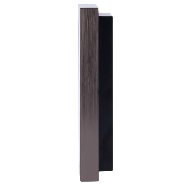 The side of Akuvox's A08K access control terminal with a grey metal body on the left, and a black plastic housing on the back