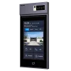 A sleek video intercom designed by Akuvox with triple cameras at the upper right corner and a large 10-inch touchscreen in the center