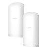 A pair of white cylindrical-shaped wireless bridges with the Lysora Tech logo in the centre