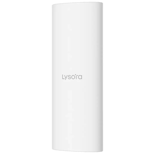A rectangular-shaped white Wi-Fi 7 AP, made by Lysora that can be installed outdoors