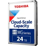 A 24TB hard drive with the red Toshiba logo on from front