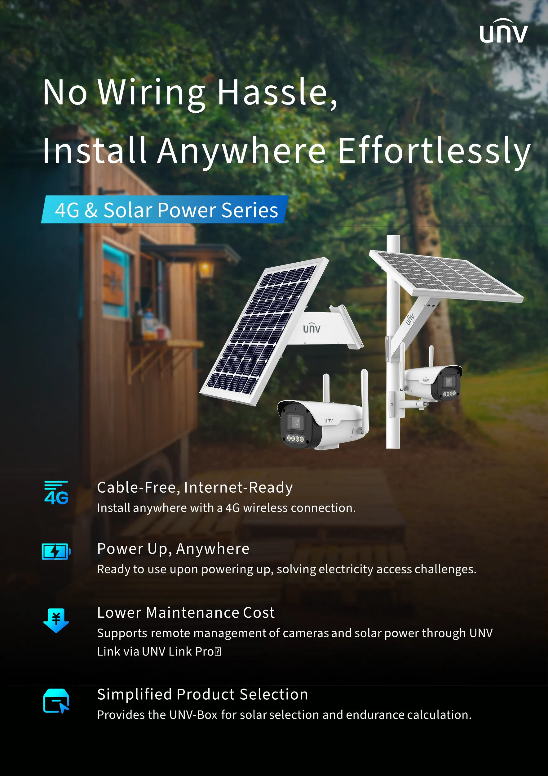 A flyer showing Uniview's solar panel solutions