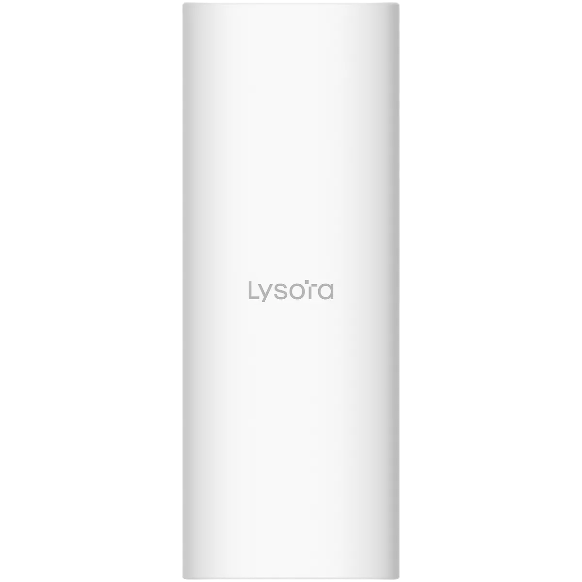A tall white rectangle-shaped outdoor access point with the Lysora logo on the front.