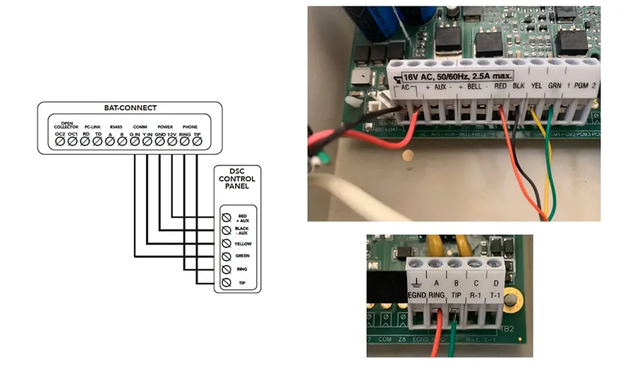 You need to connect six wires to the BAT-CONNECT when upgrading a DSC alarm panel.